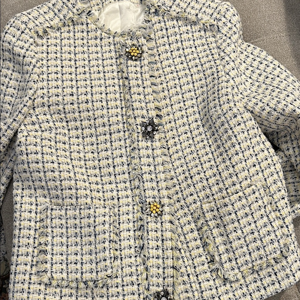 Zara Tweed Jacket with jeweled buttons